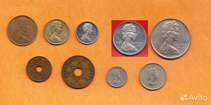 Монеты Британская Гамбия и Нигерия 1959 1966 гг