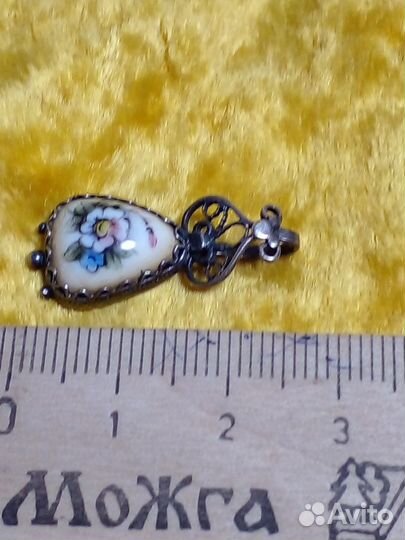 Кулон подвеска финифть Мельхиор СССР