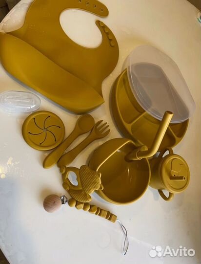Набор детской силиконовой посуды новый