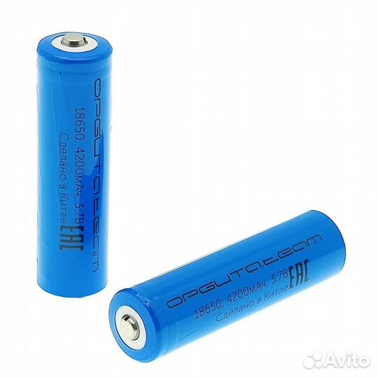 Аккумулятор Орбита 18650 4200mA, 3,7 В 2 шт