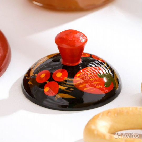 Солонка «Ягодка», с крышкой, 8,56 см, хохлома