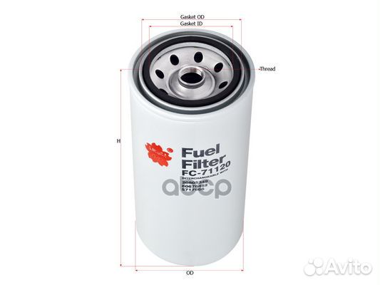 Фильтр топл. H200 D93 M18X1.5 deutz, volvo, bomag