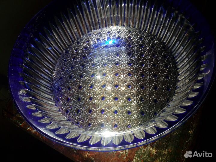 Синий Хрусталь Ваза Блюдо Вес 4.2 кг