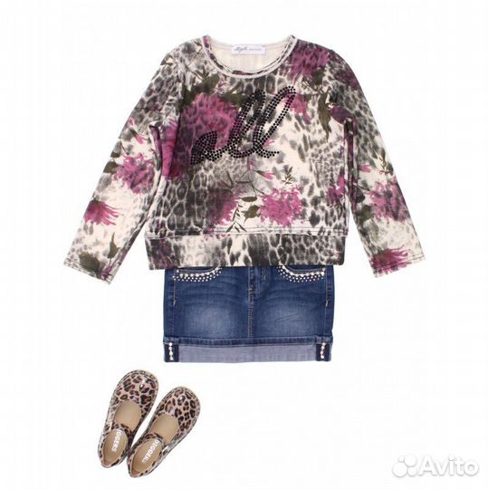 Silvian Heach Юбка джинсовая с отворотом украшенна