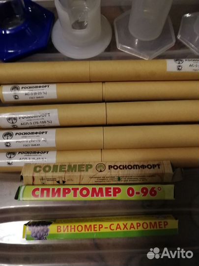 Ареометр для спирта, цилиндры для замера, попугай