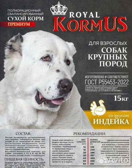 Корм для собак индейка