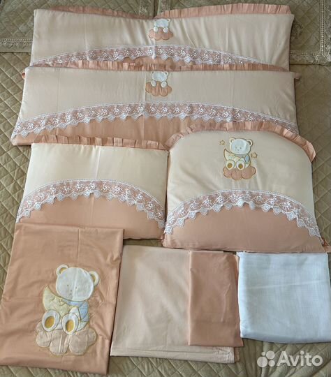 Бортики в детскую кроватку+ постельное бельё