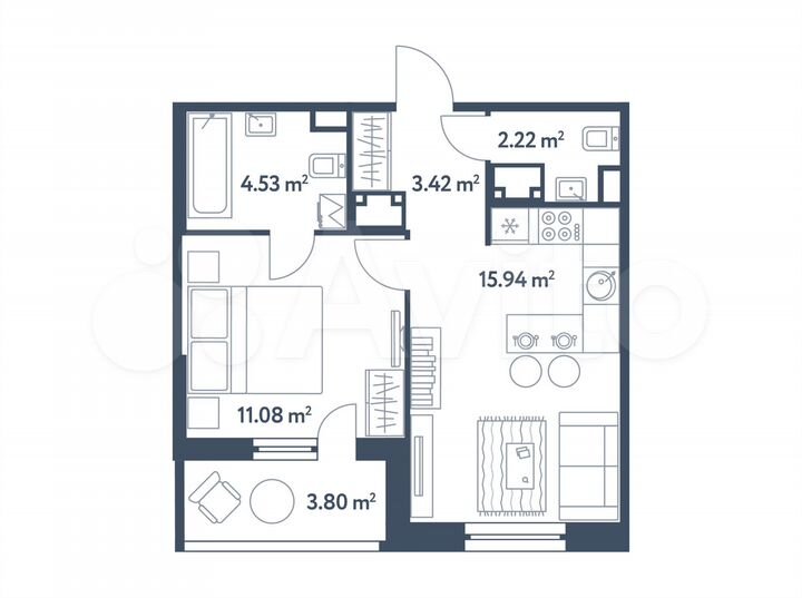 2-к. квартира, 39,1 м², 18/25 эт.
