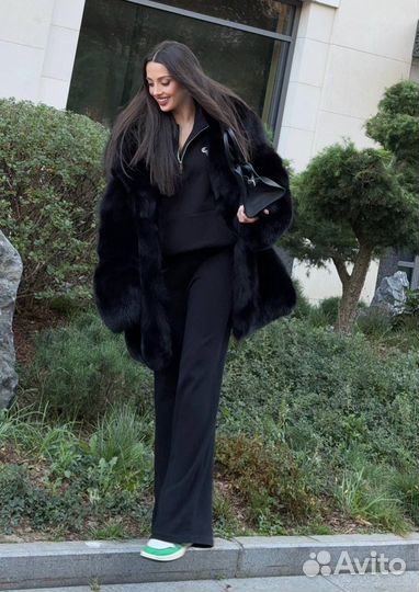 Шуба из premium меха песца black 70 см