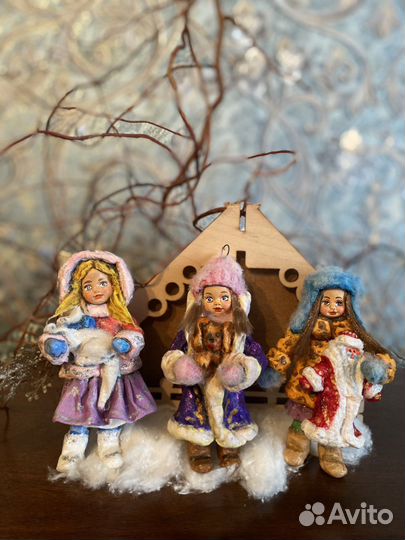 Ватные елочные игрушки