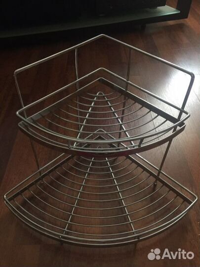 Полка на кухню угловая металл хром