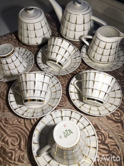 Чайный сервиз вербилки СССР Золотая клетка
