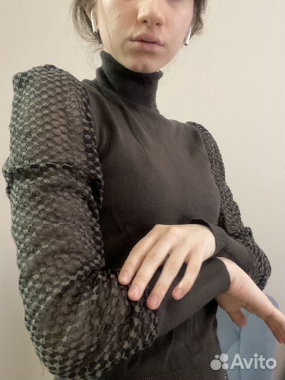 Водолазка женская с прозрачными рукавами