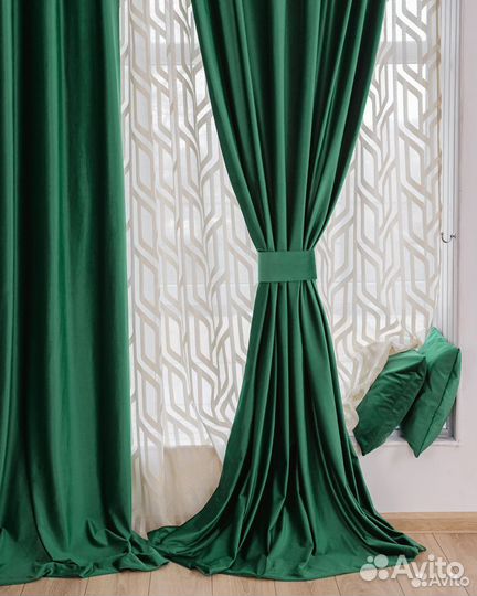 Комплект штор бархат Беллиссимо Изумруд