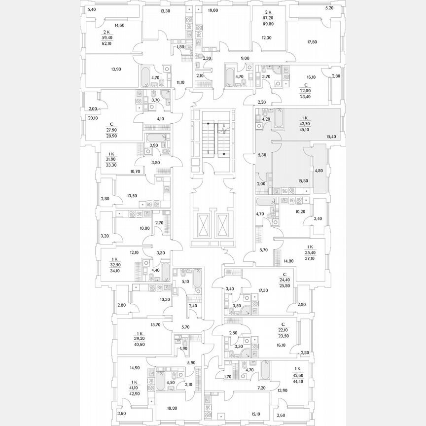 1-к. квартира, 25,3 м², 12/13 эт.