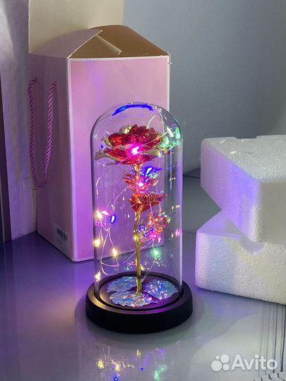 Роза в колбе с подсветкой