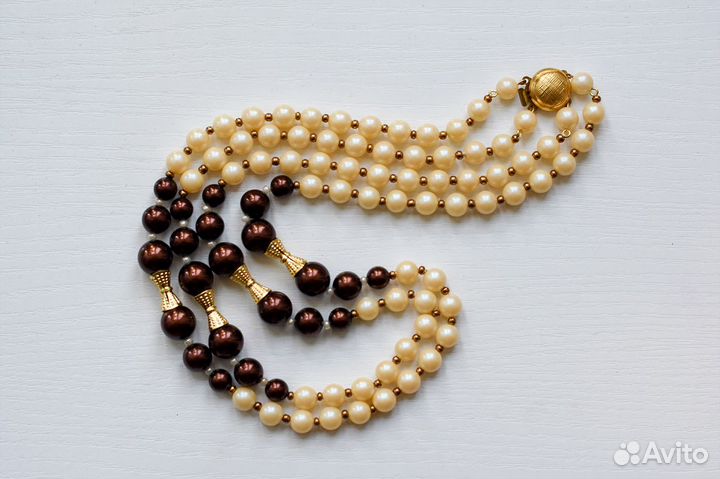 Бусы под жемчуг двойная нить 27 см. Бижутерия СССР