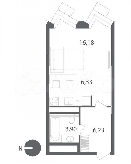 Квартира-студия, 32,6 м², 10/22 эт.
