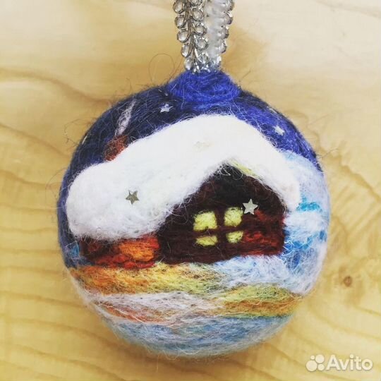 Новогодние шары из шерсти
