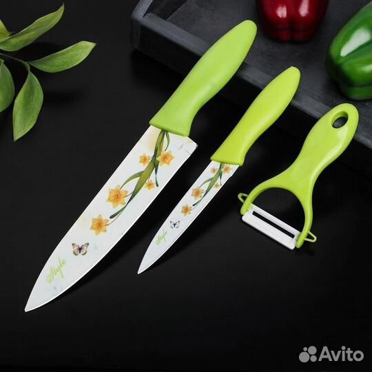 Набор кухонный Доляна «Нарцисс», 3 предмета: 2 нож