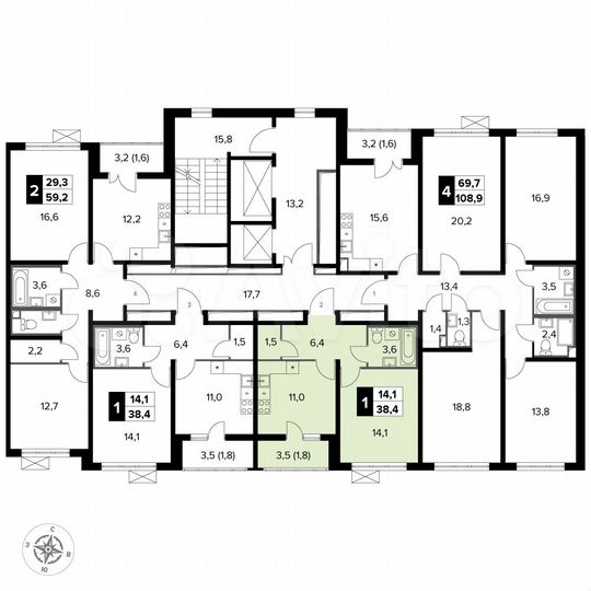 1-к. квартира, 38,4 м², 15/23 эт.
