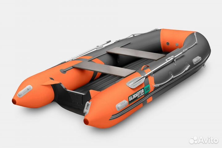 Надувная лодка gladiator E380S оранжево-темносерый