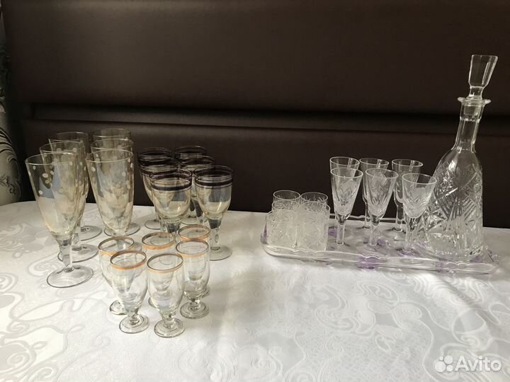 Хрустальные стеклянные рюмки и фужеры редкие