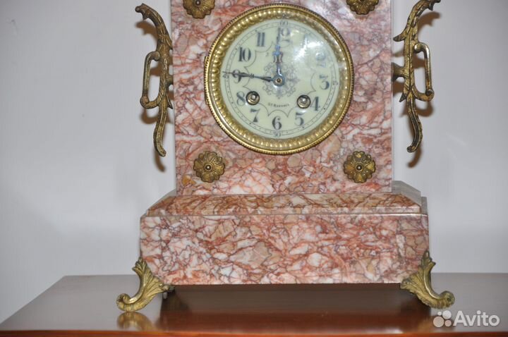 Часы каминные настольные мрамор камень Франция