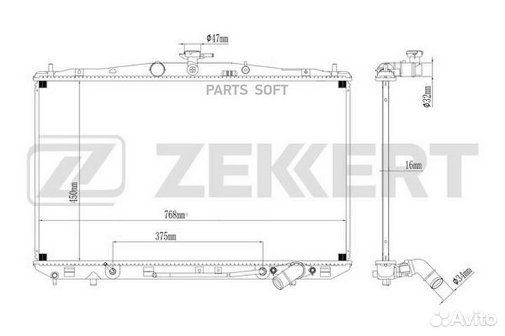 Zekkert MK-1498 Радиатор охлаждения двигателя Lexu