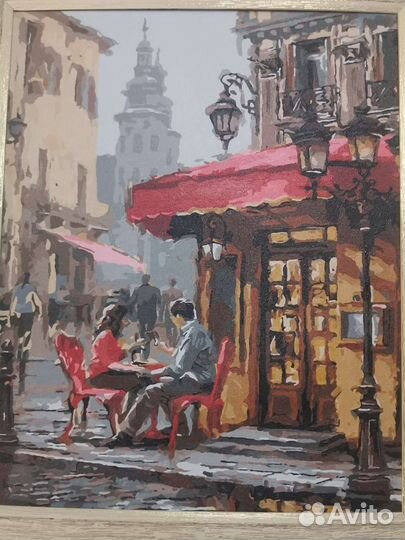 Картина на холсте, раскрашена акриловыми красками