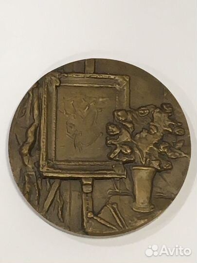 Настольная медаль К. Коровин, томпак, коробка