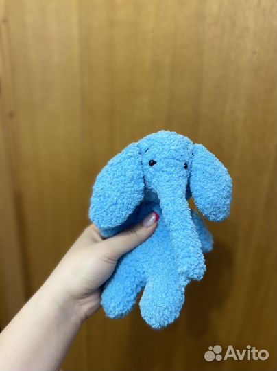 Вязаная игрушка ручной работы плюшевый слонёнок