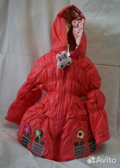 Куртка для девочки на резинке с капюшоном 86-104р