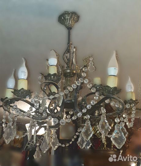 Люстры 3шт., бронза, хрусталь