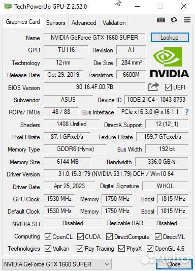 Asus 1660 Super Gaming