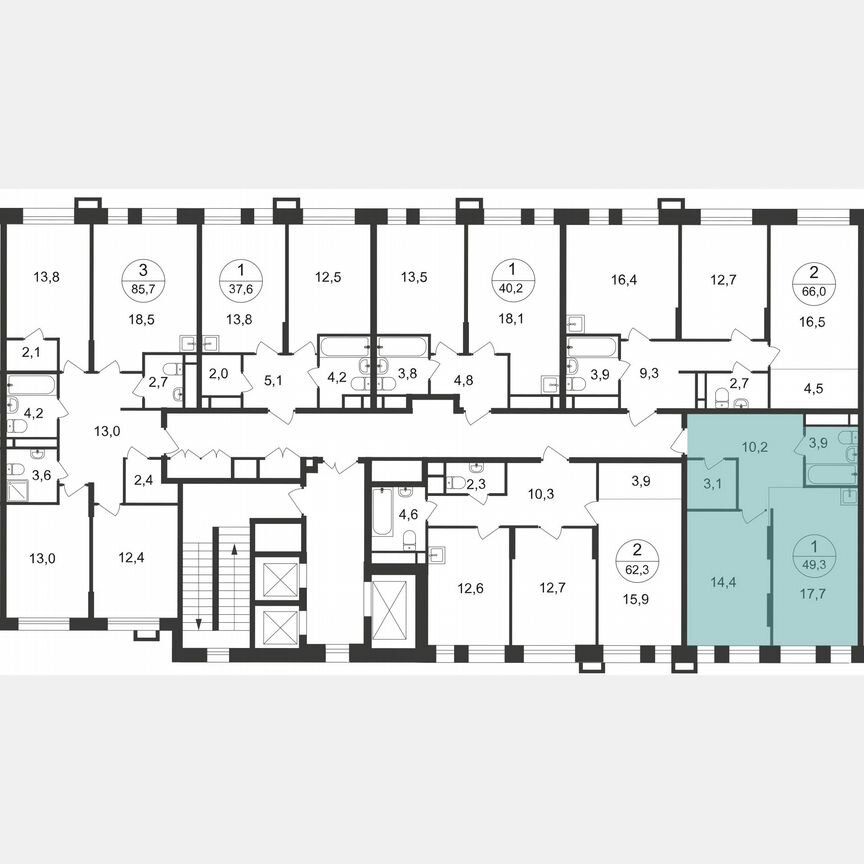 1-к. квартира, 49,3 м², 6/20 эт.