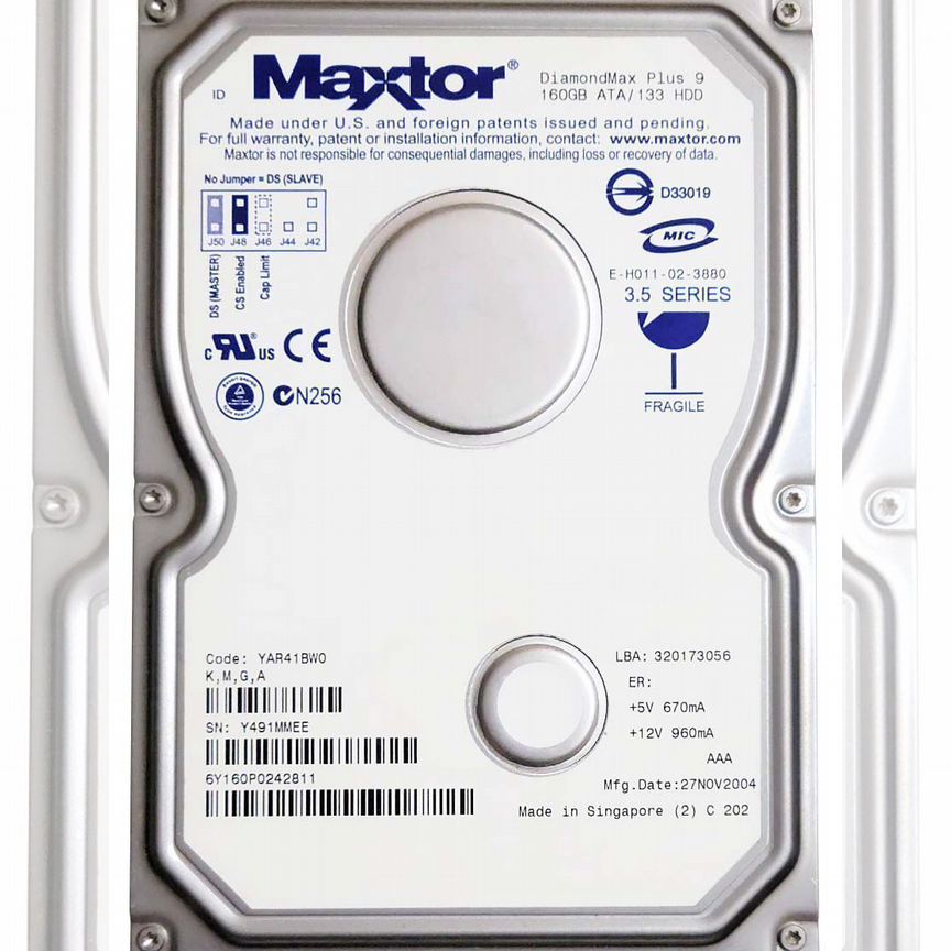 [6Y160P0] Жесткий Диск Maxtor 160gb 7200 Ide 3.5" 6y160p0