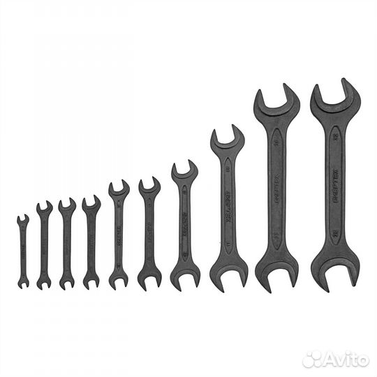 Набор ключей рожковых, 6-32 мм, 10 шт, CrV, фосфат