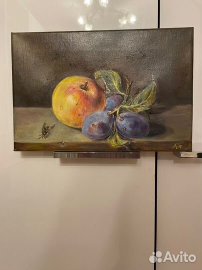 Картина маслом натюрм.20*30 см,в старинной технике