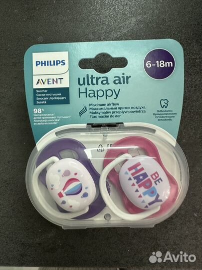 Соска пустышка philips avent 6 18 ultra air