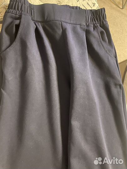 Брюки палаццо укороченные 134 синие девочка