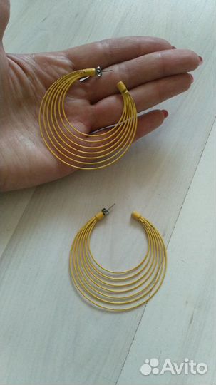 Серьги жёлтые бижутерия