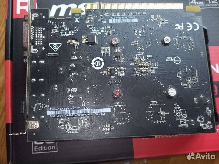 Видеокарта MSI RX 550 Aero OC 4GB
