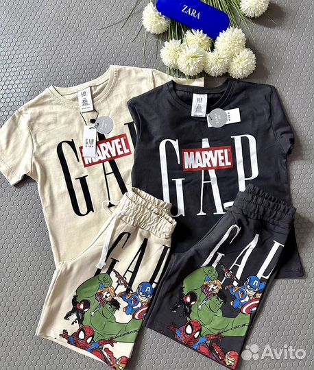 Новый детский костюм Gap футболка и шорты Marvel