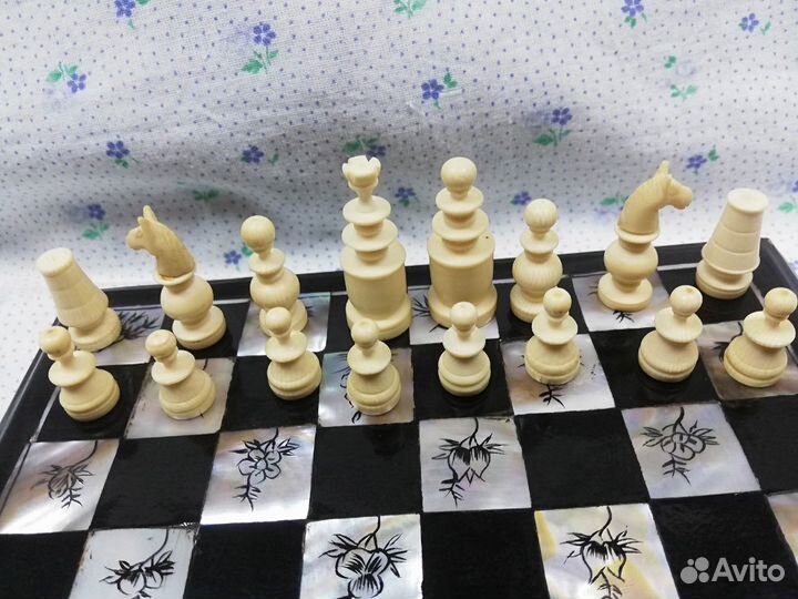 Мини шахматы кость перламутр Вьетнам