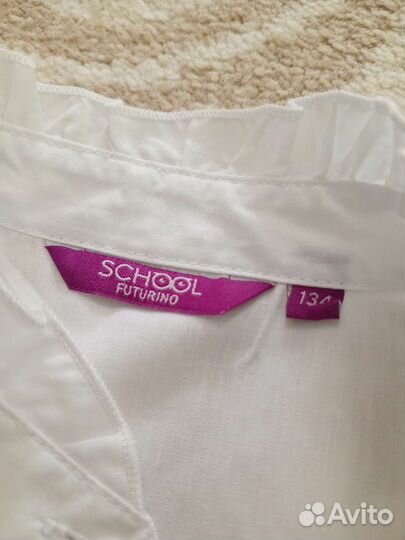 Рубашка белая школьная на девочку рост 134