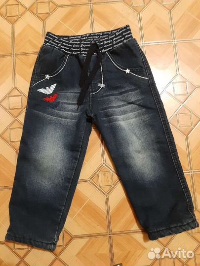 Джинсы утепленные б/у,р.86-92