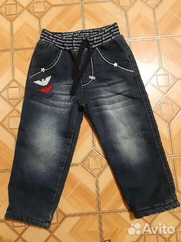 Джинсы утепленные б/у,р.86-92