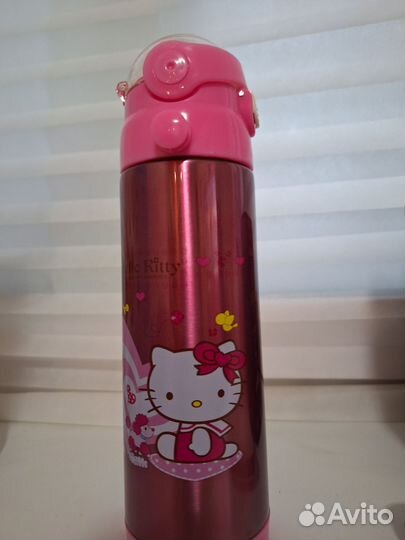 Термос детский с трубочкой и ремешком 500мл