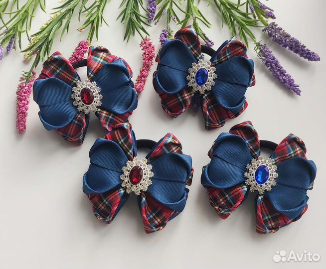 Бант, заколка, резинка. Бант для 23 школы. Клетка